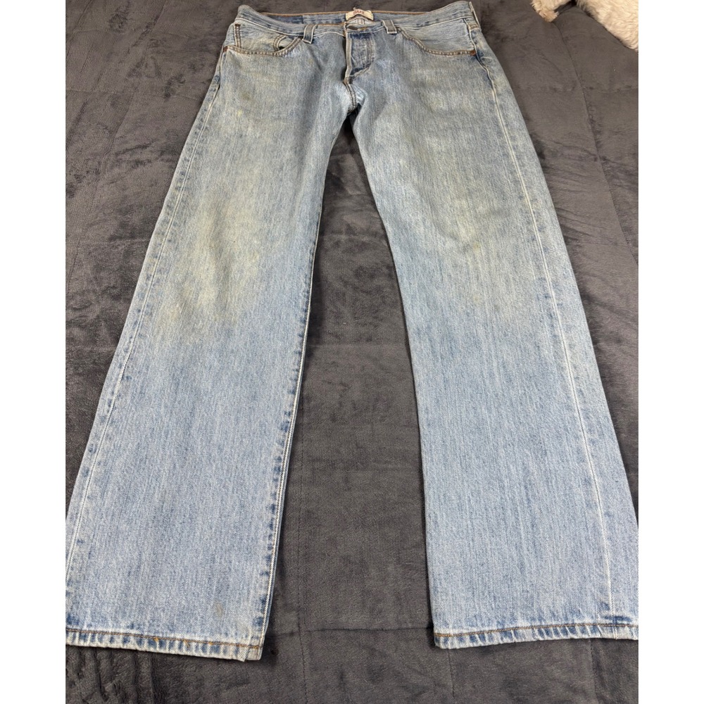 Levis 501 Original Mens Straight Leg Light Wash Blue Denim Jeans 34 Button Fly